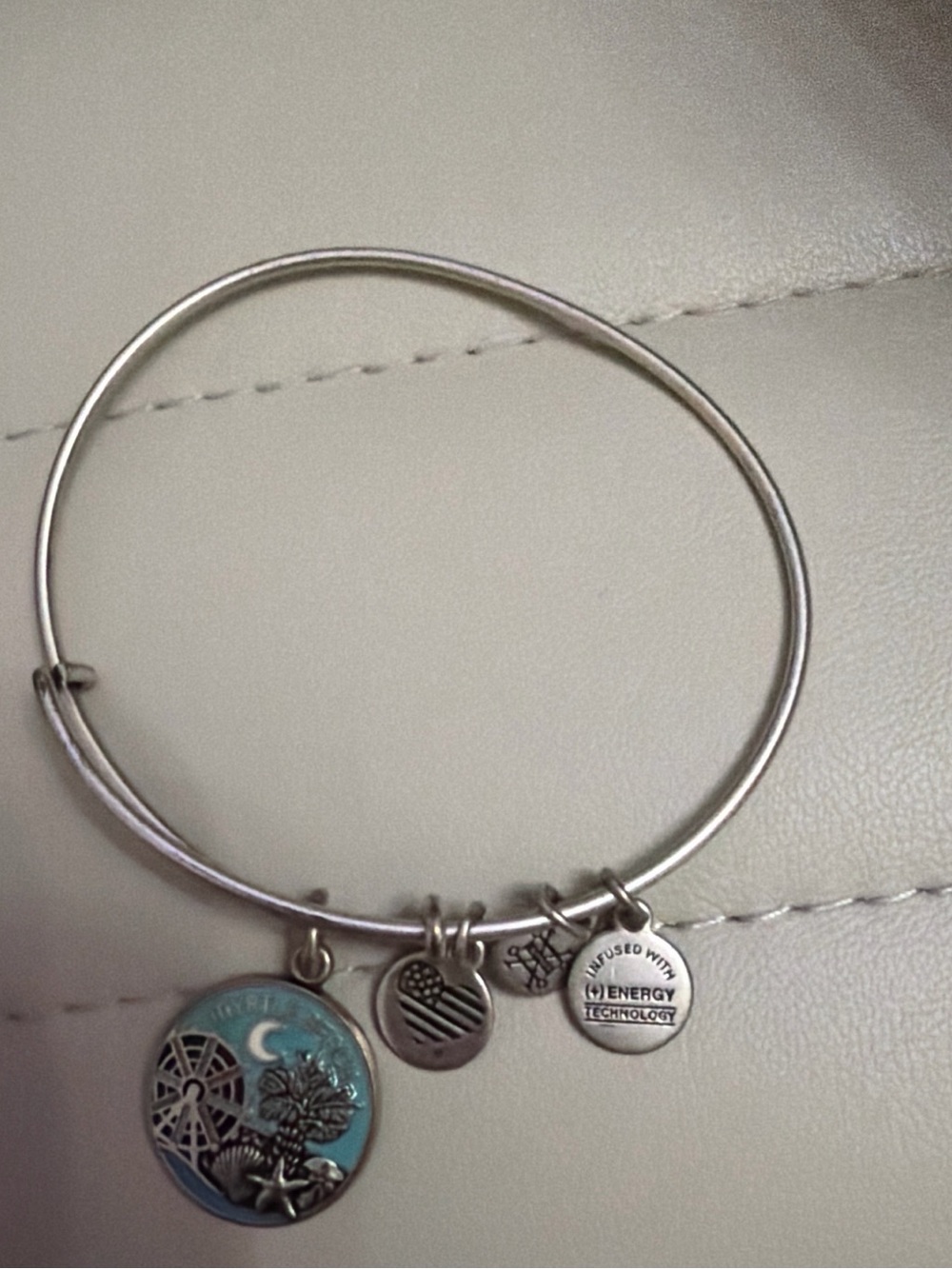 Alex and Ani Silver Turquoise Enamel Beach Charm Bracelet